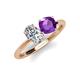 4 - Tanya Oval Shape Forever One Moissanite & Cushion Shape Amethyst 2 Stone Duo Ring 