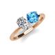 4 - Tanya Oval Shape Forever One Moissanite & Cushion Shape Blue Topaz 2 Stone Duo Ring 