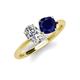 4 - Tanya Oval Shape Forever One Moissanite & Cushion Shape Blue Sapphire 2 Stone Duo Ring 