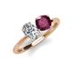 4 - Tanya Oval Shape Forever Brilliant Moissanite & Cushion Shape Rhodolite Garnet 2 Stone Duo Ring 
