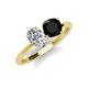 4 - Tanya Oval Shape Forever Brilliant Moissanite & Cushion Shape Black Onyx 2 Stone Duo Ring 