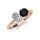 4 - Tanya Oval Shape Forever Brilliant Moissanite & Cushion Shape Black Onyx 2 Stone Duo Ring 