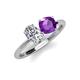 4 - Tanya Oval Shape Forever One Moissanite & Cushion Shape Amethyst 2 Stone Duo Ring 