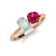 4 - Tanya Oval Shape Opal & Cushion Shape Ruby 2 Stone Duo Ring 