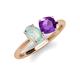 4 - Tanya Oval Shape Opal & Cushion Shape Amethyst 2 Stone Duo Ring 