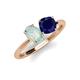 4 - Tanya Oval Shape Opal & Cushion Shape Blue Sapphire 2 Stone Duo Ring 