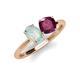 4 - Tanya Oval Shape Opal & Cushion Shape Rhodolite Garnet 2 Stone Duo Ring 
