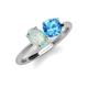 4 - Tanya Oval Shape Opal & Cushion Shape Blue Topaz 2 Stone Duo Ring 