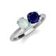 4 - Tanya Oval Shape Opal & Cushion Shape Blue Sapphire 2 Stone Duo Ring 