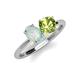 4 - Tanya Oval Shape Opal & Cushion Shape Peridot 2 Stone Duo Ring 