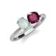 4 - Tanya Oval Shape Opal & Cushion Shape Rhodolite Garnet 2 Stone Duo Ring 
