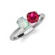 4 - Tanya Oval Shape Opal & Cushion Shape Ruby 2 Stone Duo Ring 