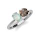 4 - Tanya Oval Shape Opal & Cushion Shape Smoky Quartz 2 Stone Duo Ring 