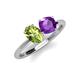 4 - Tanya Oval Shape Peridot & Cushion Shape Amethyst 2 Stone Duo Ring 