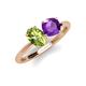 4 - Tanya Oval Shape Peridot & Cushion Shape Amethyst 2 Stone Duo Ring 