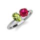 4 - Tanya Oval Shape Peridot & Cushion Shape Ruby 2 Stone Duo Ring 