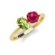 4 - Tanya Oval Shape Peridot & Cushion Shape Ruby 2 Stone Duo Ring 