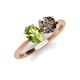 4 - Tanya Oval Shape Peridot & Cushion Shape Smoky Quartz 2 Stone Duo Ring 