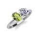 4 - Tanya Oval Shape Peridot & Cushion Shape Forever Brilliant Moissanite 2 Stone Duo Ring 