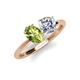 4 - Tanya Oval Shape Peridot & Cushion Shape GIA Certified Diamond 2 Stone Duo Ring 