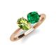 4 - Tanya Oval Shape Peridot & Cushion Shape Emerald 2 Stone Duo Ring 