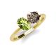4 - Tanya Oval Shape Peridot & Cushion Shape Smoky Quartz 2 Stone Duo Ring 