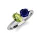 4 - Tanya Oval Shape Peridot & Cushion Shape Blue Sapphire 2 Stone Duo Ring 