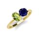 4 - Tanya Oval Shape Peridot & Cushion Shape Blue Sapphire 2 Stone Duo Ring 