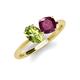 4 - Tanya Oval Shape Peridot & Cushion Shape Rhodolite Garnet 2 Stone Duo Ring 