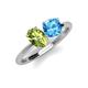 4 - Tanya Oval Shape Peridot & Cushion Shape Blue Topaz 2 Stone Duo Ring 