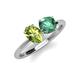 4 - Tanya Oval Shape Peridot & Cushion Shape Lab Created Alexandrite 2 Stone Duo Ring 
