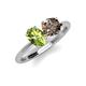 4 - Tanya Oval Shape Peridot & Cushion Shape Smoky Quartz 2 Stone Duo Ring 