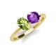 4 - Tanya Oval Shape Peridot & Cushion Shape Amethyst 2 Stone Duo Ring 