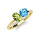 4 - Tanya Oval Shape Peridot & Cushion Shape Blue Topaz 2 Stone Duo Ring 