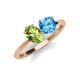 4 - Tanya Oval Shape Peridot & Cushion Shape Blue Topaz 2 Stone Duo Ring 