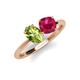 4 - Tanya Oval Shape Peridot & Cushion Shape Ruby 2 Stone Duo Ring 