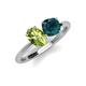 4 - Tanya Oval Shape Peridot & Cushion Shape London Blue Topaz 2 Stone Duo Ring 