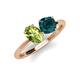 4 - Tanya Oval Shape Peridot & Cushion Shape London Blue Topaz 2 Stone Duo Ring 