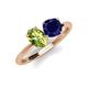 4 - Tanya Oval Shape Peridot & Cushion Shape Blue Sapphire 2 Stone Duo Ring 