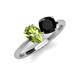 4 - Tanya Oval Shape Peridot & Cushion Shape Black Onyx 2 Stone Duo Ring 