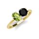 4 - Tanya Oval Shape Peridot & Cushion Shape Black Onyx 2 Stone Duo Ring 