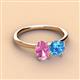 3 - Tanya Oval Shape Pink Sapphire & Cushion Shape Blue Topaz 2 Stone Duo Ring 