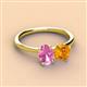 3 - Tanya Oval Shape Pink Sapphire & Cushion Shape Citrine 2 Stone Duo Ring 