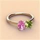 3 - Tanya Oval Shape Pink Sapphire & Cushion Shape Peridot 2 Stone Duo Ring 