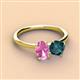 3 - Tanya Oval Shape Pink Sapphire & Cushion Shape London Blue Topaz 2 Stone Duo Ring 