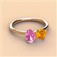 3 - Tanya Oval Shape Pink Sapphire & Cushion Shape Citrine 2 Stone Duo Ring 