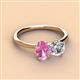 3 - Tanya Oval Shape Pink Sapphire & Cushion Shape Forever One Moissanite 2 Stone Duo Ring 