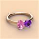 3 - Tanya Oval Shape Pink Sapphire & Cushion Shape Amethyst 2 Stone Duo Ring 