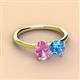 3 - Tanya Oval Shape Pink Sapphire & Cushion Shape Blue Topaz 2 Stone Duo Ring 