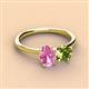 3 - Tanya Oval Shape Pink Sapphire & Cushion Shape Peridot 2 Stone Duo Ring 